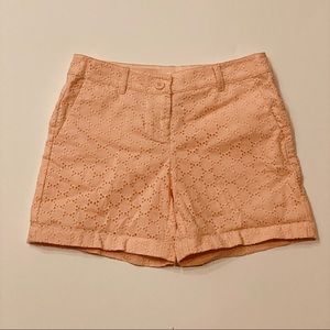 Ann Taylor Loft Pastel Orange Dot Crochet Shorts